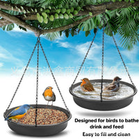 Hanging Bird Bath Tray Feeder for Garden & Outdoor Use, Automatic Bird Bathtub, Iron Art Design