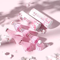 Durable Plastic Nylon Shuttlecock Set - Macaron Pink/Light Blue - Training & Competition - 6-Pack