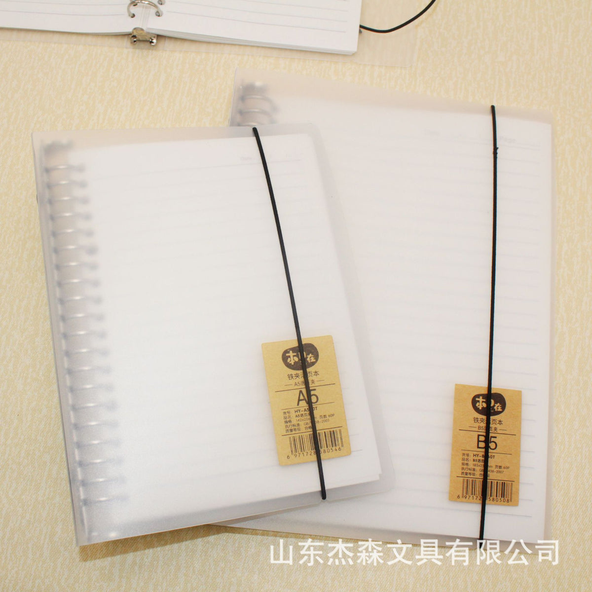 B5/A5 Frosted PP Loose-Leaf Notebook with Steel Rings, Refillable Subject Notebook, 20/26 Holes, 60 Sheets