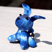 Handmade Indigo Tie-Dye Zodiac Dog Keychain Charm