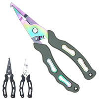 Fishing Pliers, Fish Lip Gripper, Aluminum Alloy Fishing Tool Kit with Lanyard, Line Cutter, Hook Remover, Split Ring Pliers for Freshwater Saltwater