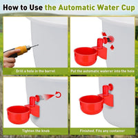 Gravity-Fed Poultry Feeder and Waterer Kit for Chickens and Ducks
