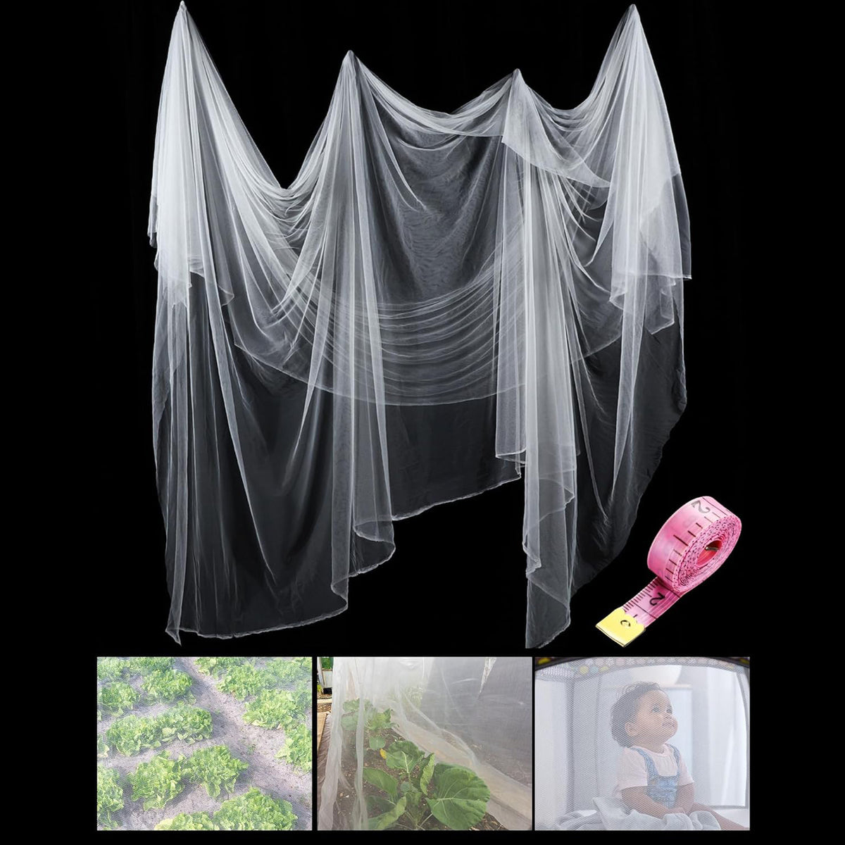 Garden Insect Netting for Plants and Vegetables - Outdoor Pest and Bird Protection Mesh