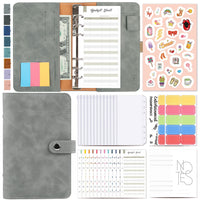 A6 PU Leather 27-Piece Budget Binder Set with Zipper Envelopes and Lined Paper