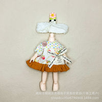 BJD Doll Clothes Set for 1/8 1/12 OB11 Dolls, 16cm Doll Dress & Pants Outfits