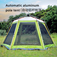 Automatic Hexagonal Aluminum Pole Outdoor Camping Tent with Sun Protection and Mosquito Net