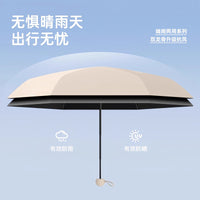 Compact UV Protection Umbrella, 6-Rib Manual Black Glue Sunshade for Men and Women