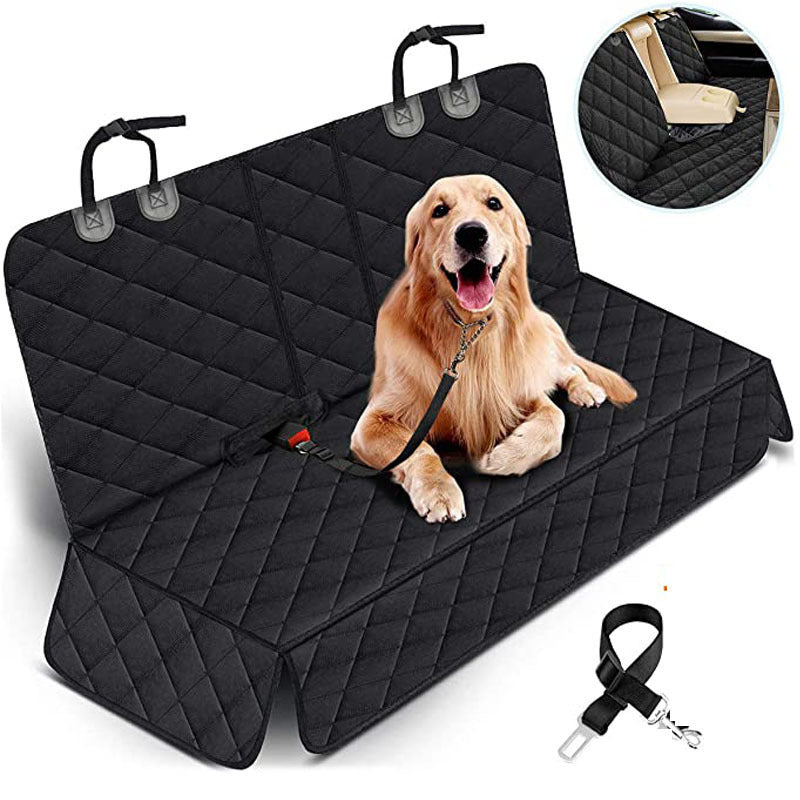 Waterproof Car Back Seat Pet Mat with Storage Pockets for Dogs