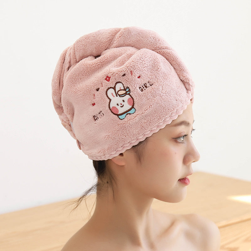 Cute Absorbent Quick-Dry Hair Towel for Women, Thickened Hair Drying Cap