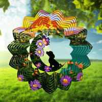 Rotating Dog Wind Chime Outdoor Garden Decor Metal Craft