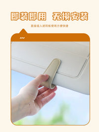 Car Visor Magnetic Sunglasses Holder Clip with Cute Plush Animal Design, Multi-functional Ticket and Glasses Organizer