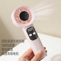 Mini Handheld USB Turbo Fan with 100-Speed Digital Display and Fast Charging