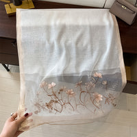 Embroidered Blended Scarf for Women - Korean Style Thin Warm Shawl
