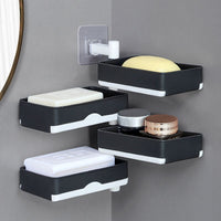 Wall-Mounted Rotatable Double-Layer Soap Dish with Drainage for Bathroom
