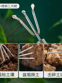 Mini Garden Hand Tool Set - Stainless Steel Trowel and Rake for Potted Plants and Gardening
