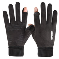 Unisex Suede Fleece Warm Touchscreen Gloves for Winter Outdoor Running Cycling