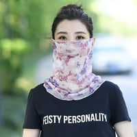 Summer Silk Neck Gaiter with Ear Loops - UV Protection Face Cover for Women