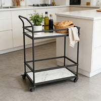 Modern Nordic Gold Iron Art Bar Cart with Wine Glass Rack for Dining Room Living Room Hotel