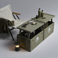 Foldable Outdoor Camping Storage Box with Table Lid for Car Trunk Organization