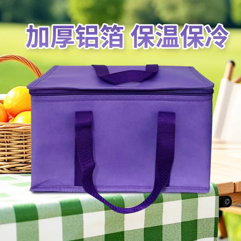 Large Insulated Cooler Bag with Aluminum Foil Lining for Food, Drinks, Outdoor Camping, and Picnics