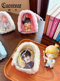 Plush Transparent Mini Pouch for Badges, Coins, and Earbuds - Cute Canvas Storage Bag