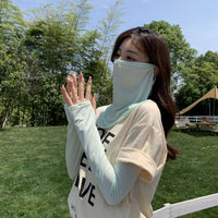 Summer UV Protection Face Mask and Arm Sleeves Set for Women