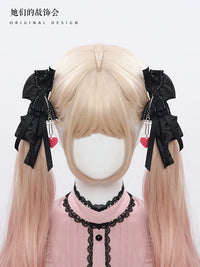 Handmade Lolita Bow Hair Clip & Brooch Set - Sweet & Cool Japanese Style Headwear