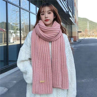 Korean Style Solid Color Knitted Scarf for Women, Warm and Fashionable