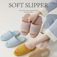 Women's Embroidered Open-Toe House Slippers for Wood Floors, Silent Non-Slip Indoor Slides