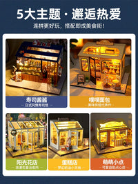 DIY Miniature Dollhouse Kit with LED Light - Hand-Assembled Building Model for Girls