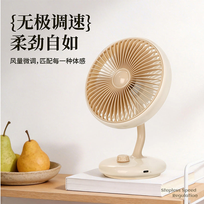 2026 New USB Rechargeable Portable Desk Fan with Stepless Speed Control and Quiet Operation