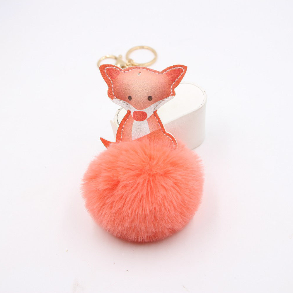 Cute Fox Leather Keychain Pendant for Women's Handbags and Wallets