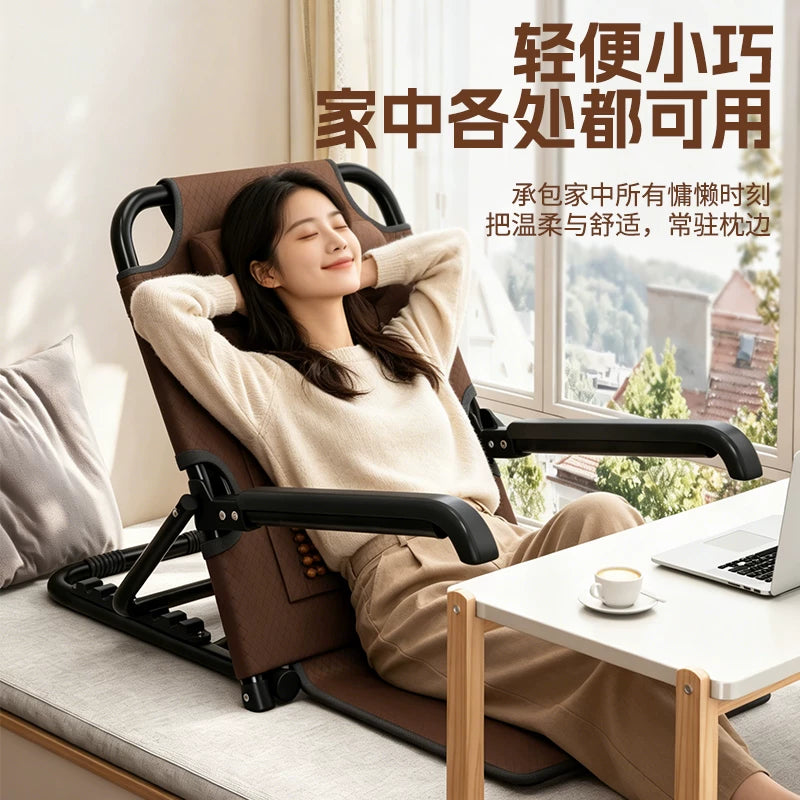 Foldable Adjustable Backrest Lounge Chair for Bed or Dorm, Portable and Sturdy