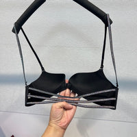 Women's Front Closure Rhinestone Push-Up Bra with Halter Back Design