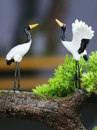 Miniature Crane Figurine for Landscape Decor and Bonsai