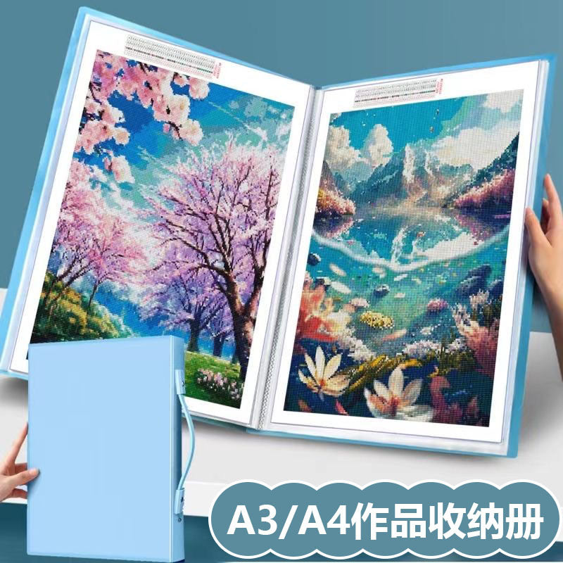 A3 Art Portfolio Folder with Sleeves for Artwork, Posters, and Documents