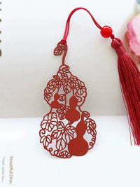 Brass Gourd and Deer Bookmark with Tassel, Chinese Style Gift for Friends