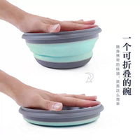 Portable Collapsible Silicone Bowl and Cup Set with Cutlery for Travel and Outdoor Dining