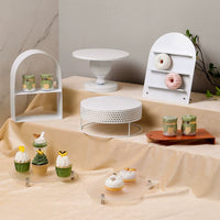 White Acrylic Dessert Display Stand for Weddings and Birthdays, Cake Plate and Pastry Tray