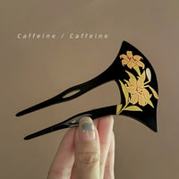 Vintage Chinese Style Acrylic Lily Flower U-shaped Hairpin for Updos
