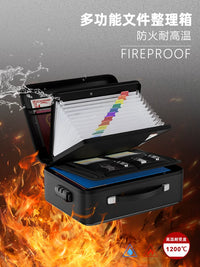 Fireproof Document Organizer with Lock, Large Capacity Accordion File Storage Box for Home and Office
