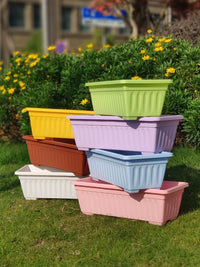 Rectangular Resin Planter Box with Tray for Vegetables and Plants, Thickened Balcony Garden Pot
