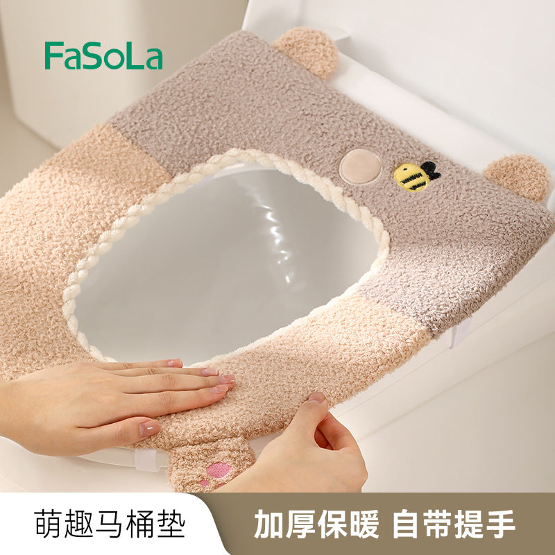 FaSoLa Cartoon Toilet Seat Cover Cushion, Universal Detachable Washable for All Seasons