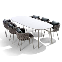 Nordic Outdoor Patio Rattan Dining Set with Rock Slab Table for Balcony Hotel Garden