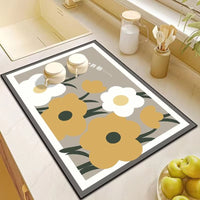 Diatomaceous Earth Absorbent Kitchen & Bathroom Mat, Non-Slip Quick Dry Countertop Drain Pad