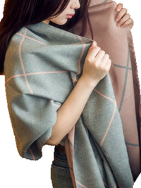 Women's Double-Sided Plaid Shawl Scarf, Thickened Warm Cape Blanket for Autumn/Winter Office Nap
