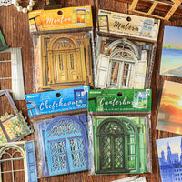 Hollowed-Out Window Frame Decorative Paper Cards for Scrapbooking and Journaling, Town Window Scene Background Cards