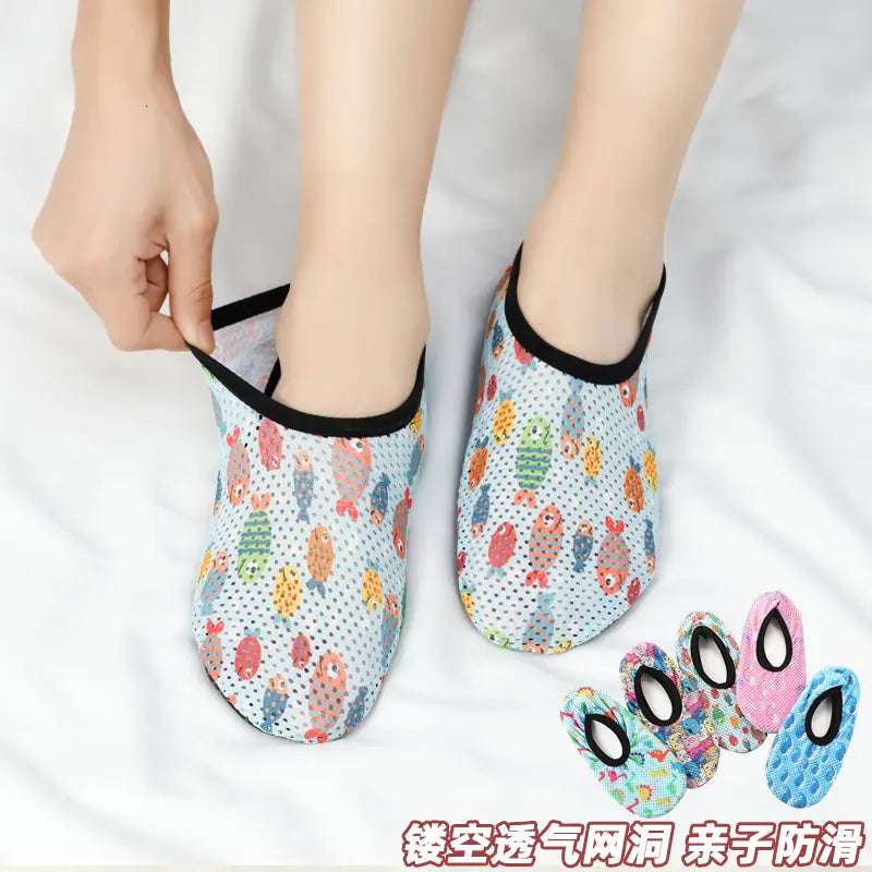 Anti-Slip Floor Socks for Adults and Kids - Thin Printed Trampoline Socks for Early Education