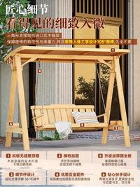 Outdoor Anti-Corrosion Wood Swing Chair for Patio Garden Villa Double Rocking Chair