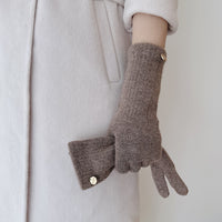 Women's Raccoon Wool Blend Fingerless Touchscreen Gloves for Winter